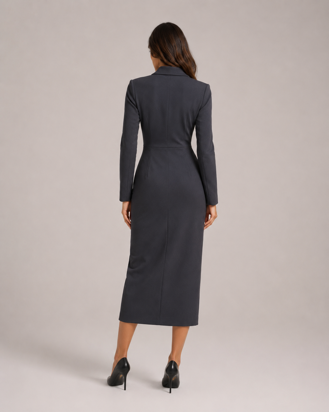 Leandra | Below-Knee Button-Front Blazer Dress