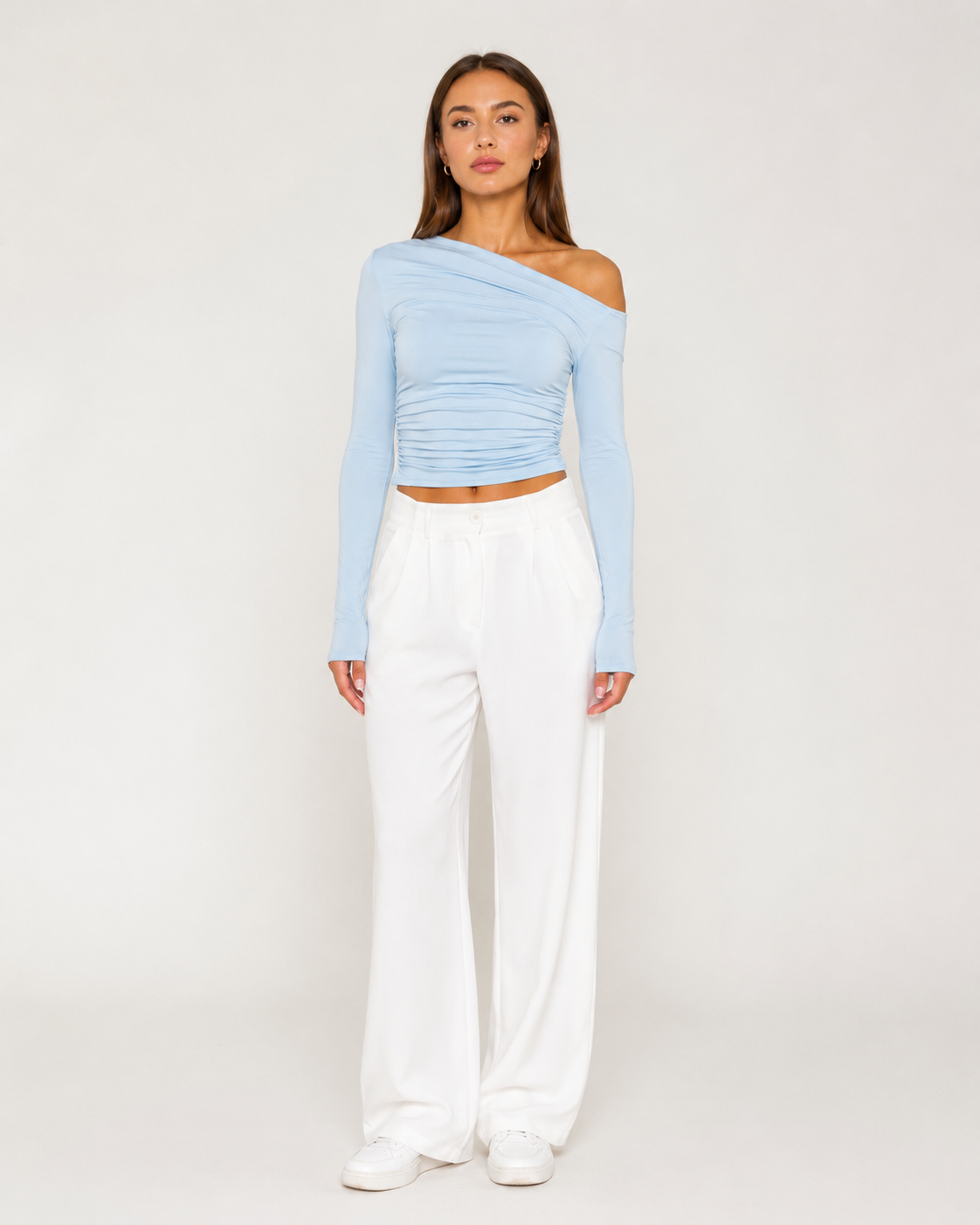 Violet | Asymmetric One Shoulder Ruched Crop Top