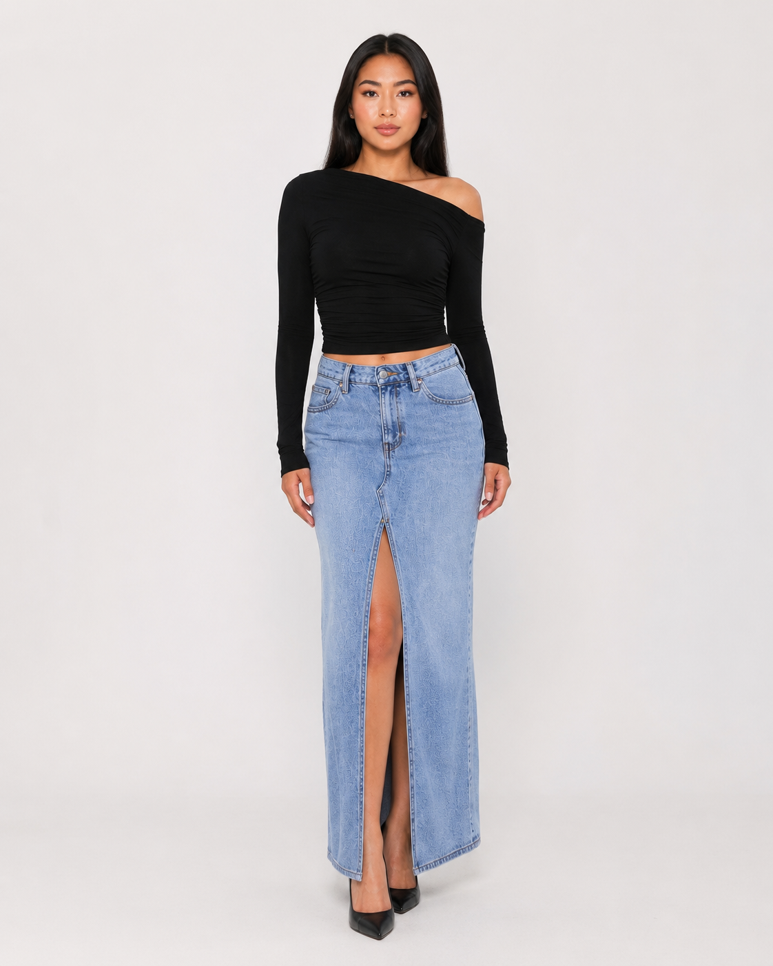 Violet | Asymmetric One Shoulder Ruched Crop Top