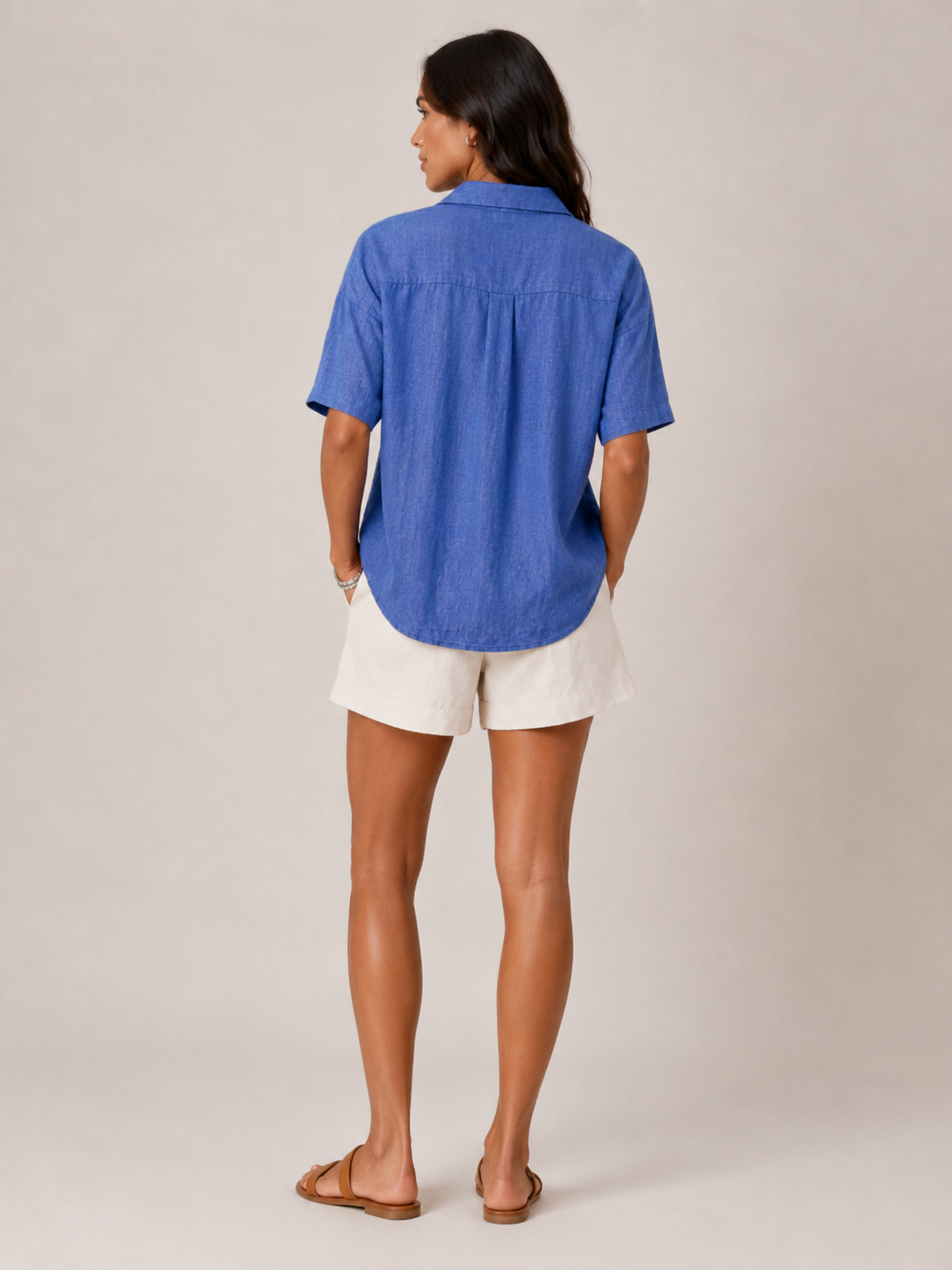 Darya | Short Sleeve Collared Button-Front Blouse