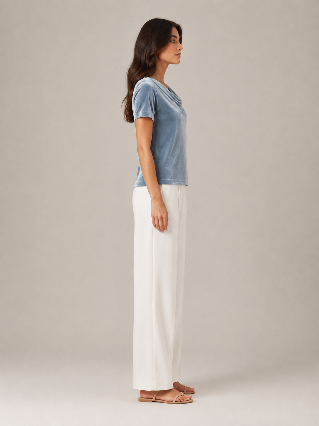 Delaney | Cowl Neckline Velvet-Look Top
