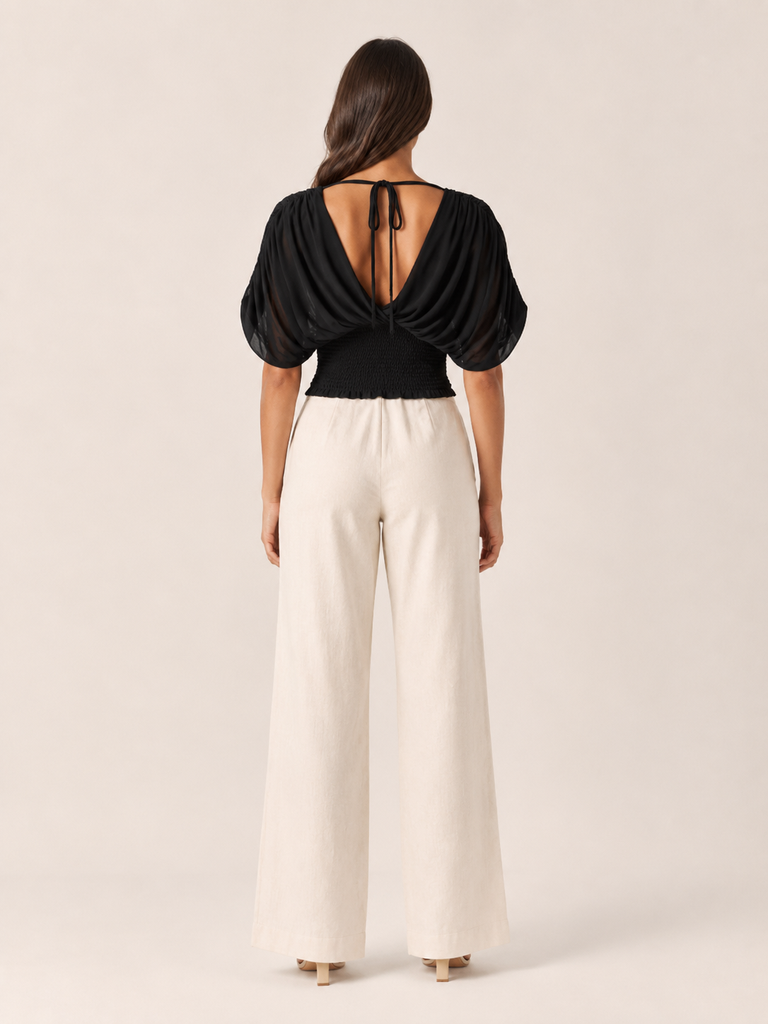 Jimena | V-Neck Draped Sleeve Top