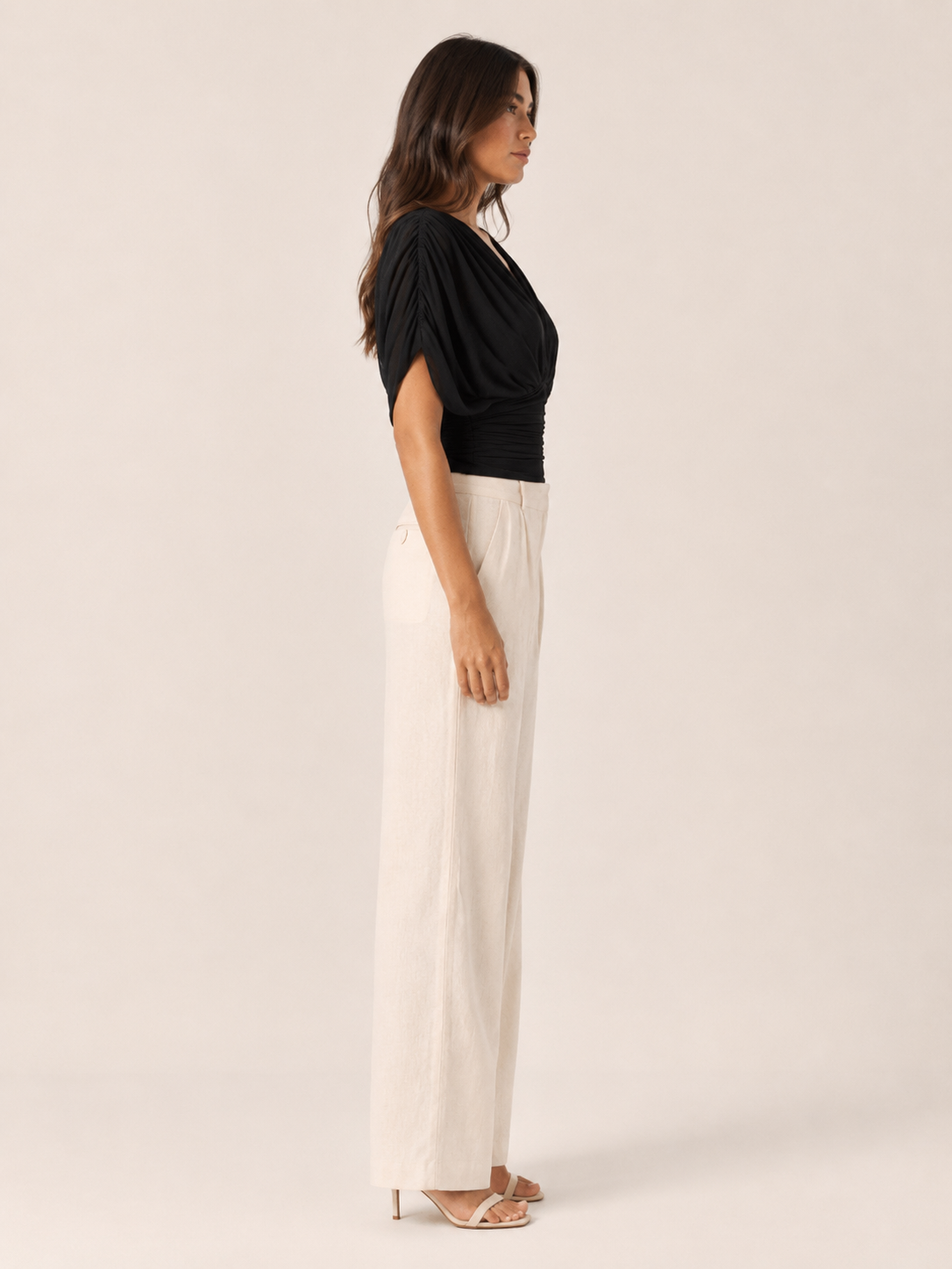 Jimena | V-Neck Draped Sleeve Top