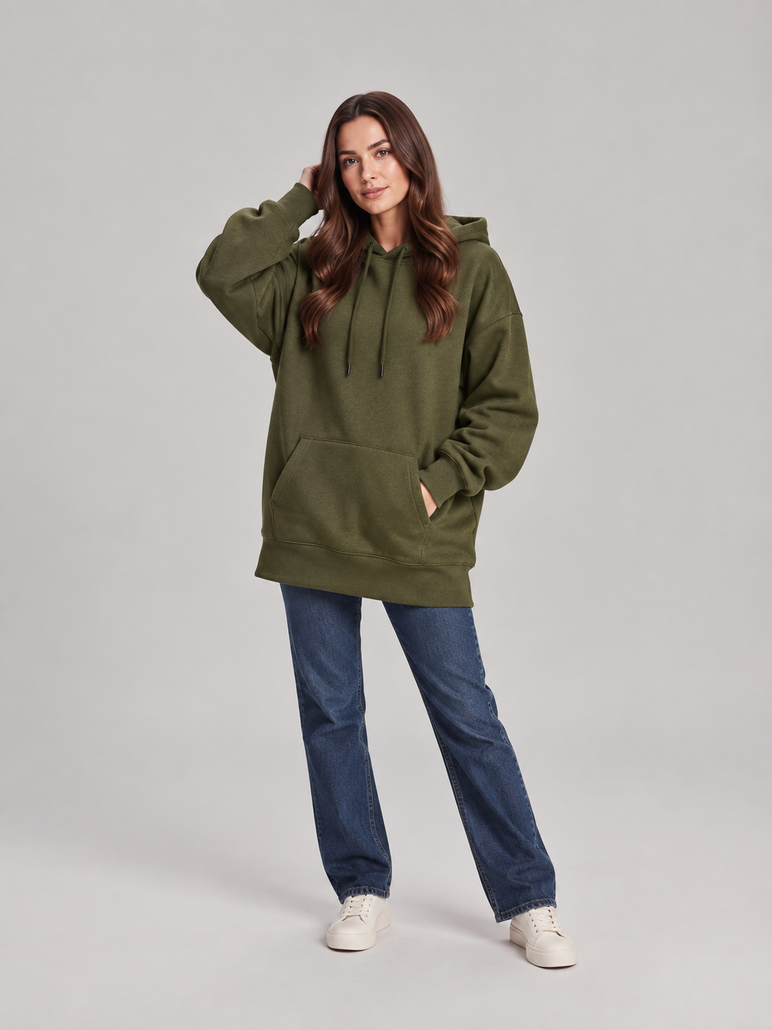 Harlow | Fleece-Lined Hooded Midi Dress