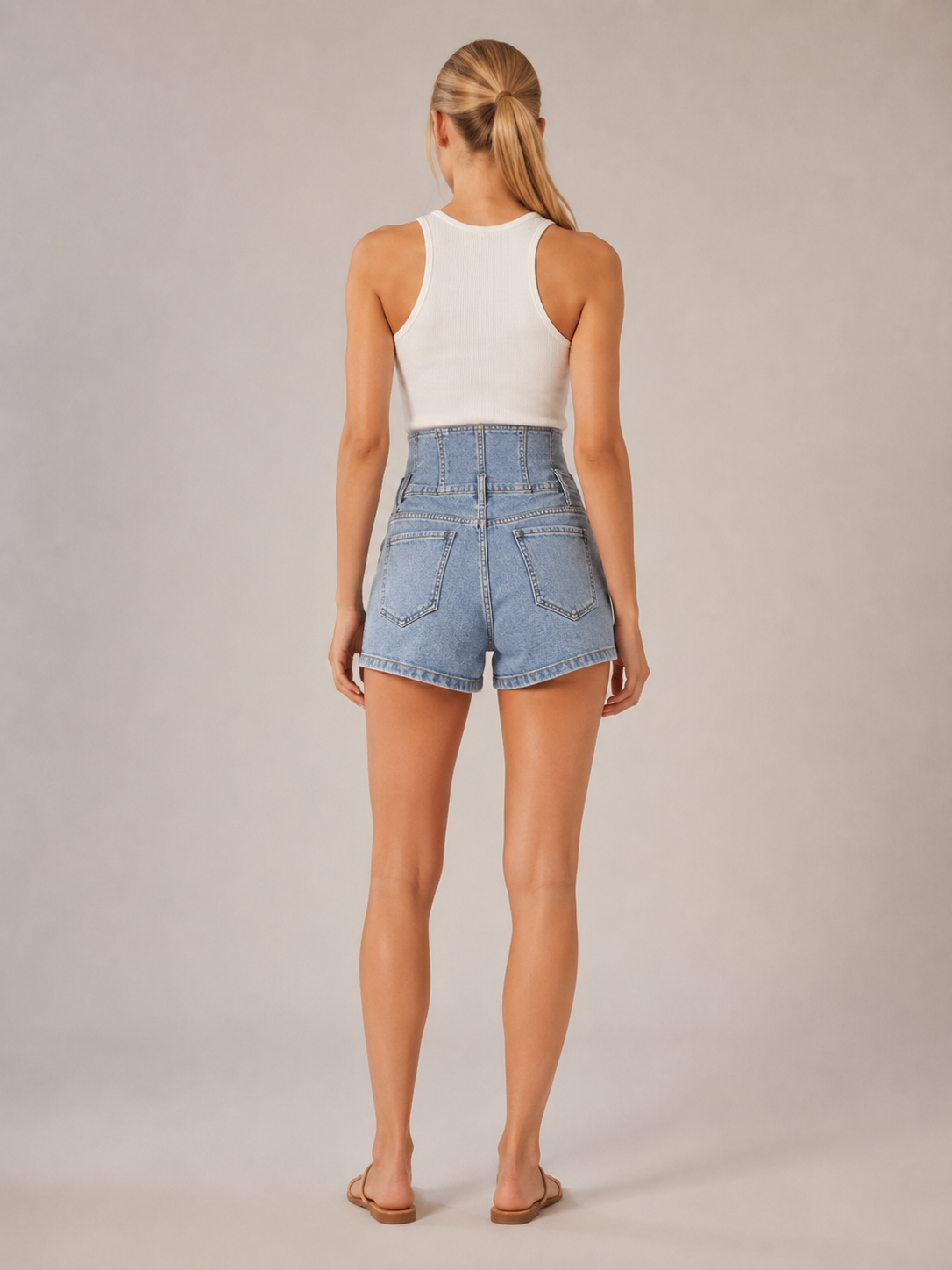 Nadia | Extra High V-Waist Denim Shorts
