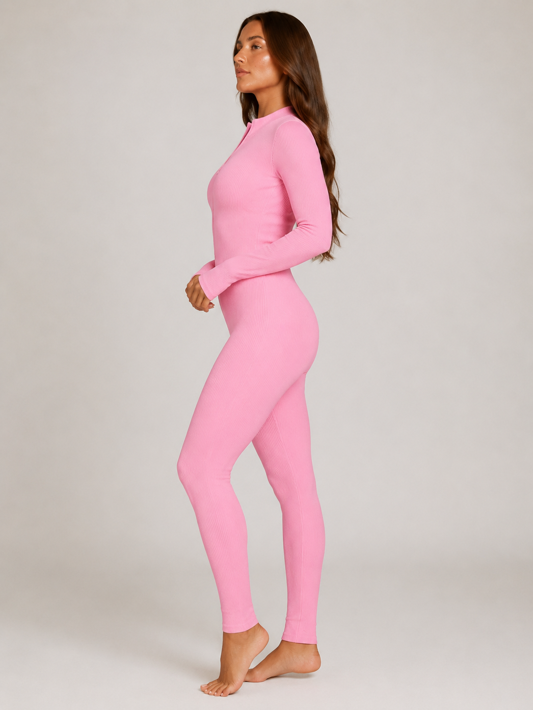 Ines | Long Sleeve Zip-Front Seamless Sports Jumpsuit