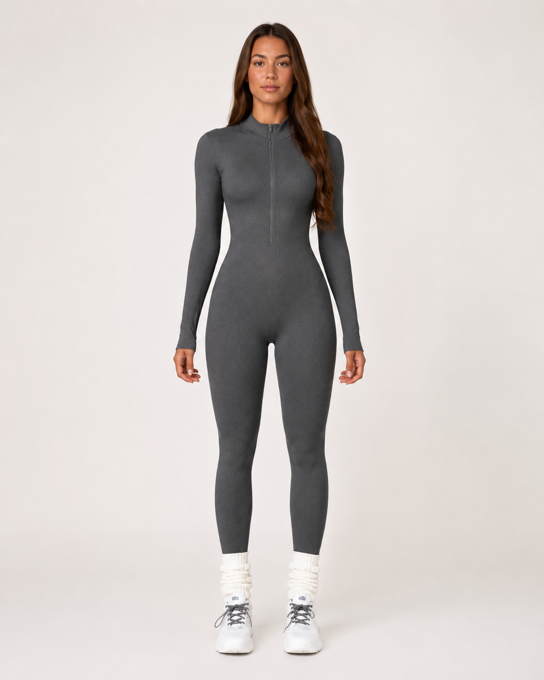 Ines | Long Sleeve Zip-Front Seamless Sports Jumpsuit