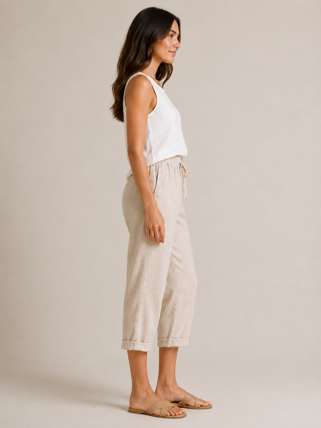 Halle | Wide Leg Culotte Trousers with Elastic Waist