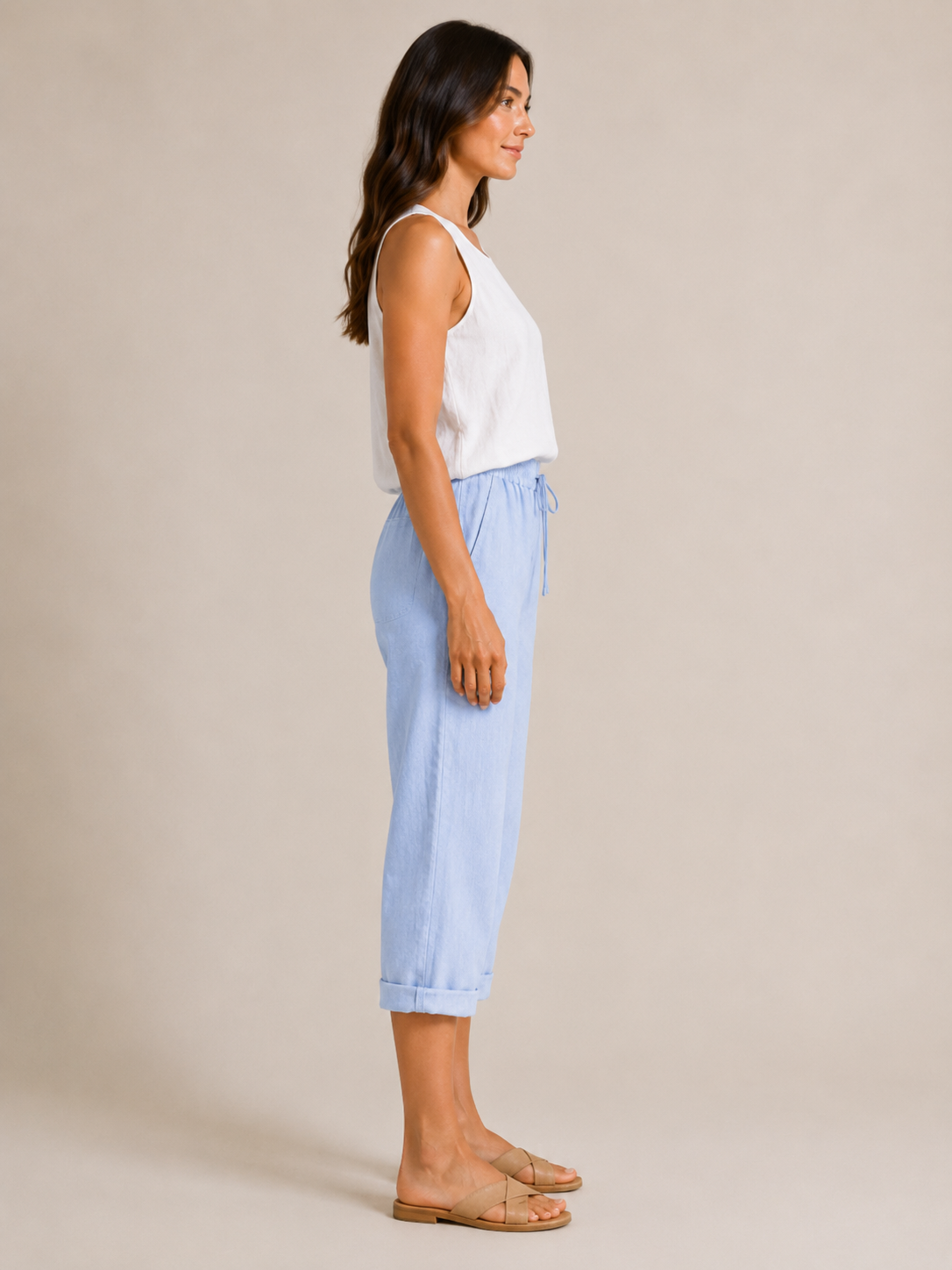 Halle | Wide Leg Culotte Trousers with Elastic Waist