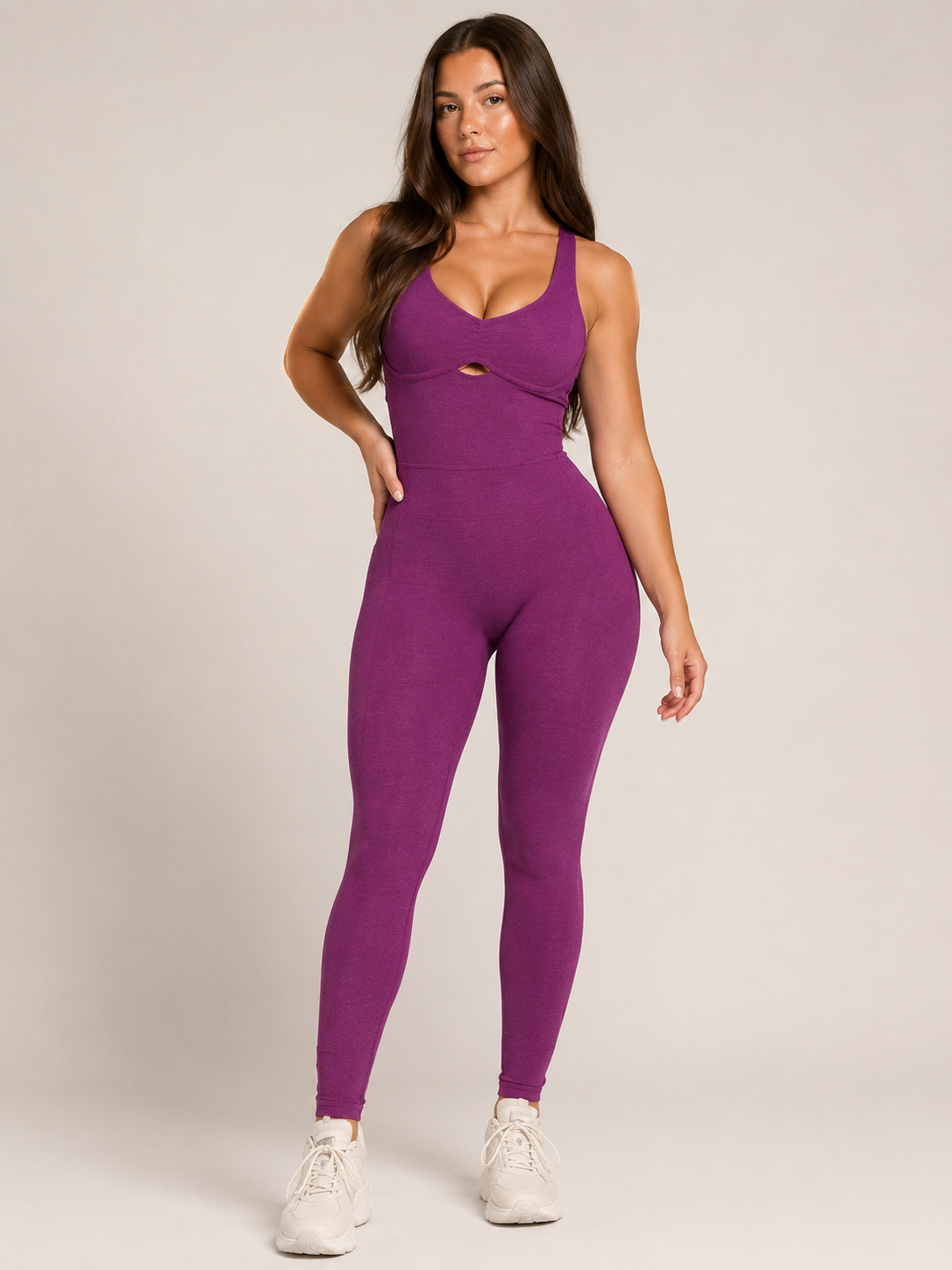 Tatum | Open-Back Sleeveless Full-Length Sports Jumpsuit