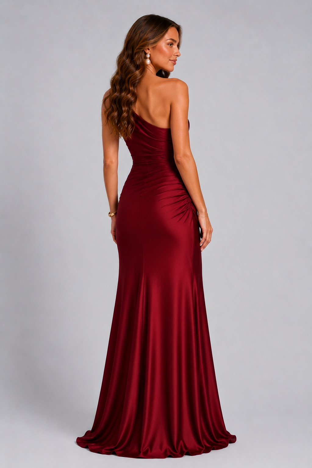 Imogen | One Shoulder Draped Satin Maxi Dress