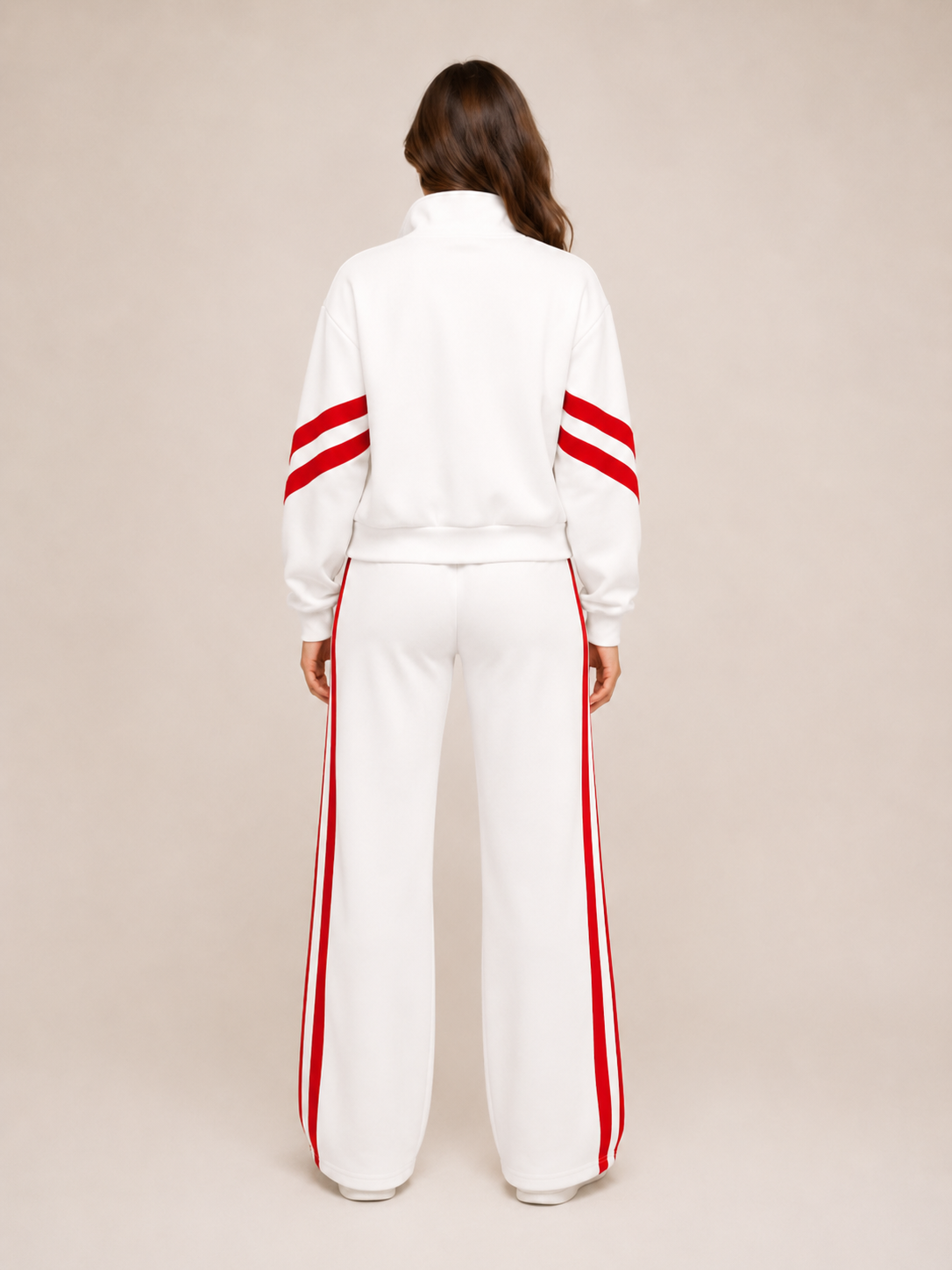 Savra | Contrast Stripe Knit Two-Piece Tracksuit Set