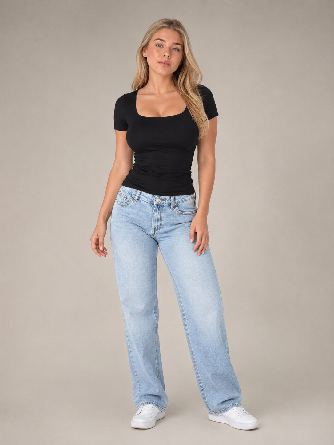 Emerson | Wide U-Neck Cropped T-Shirt