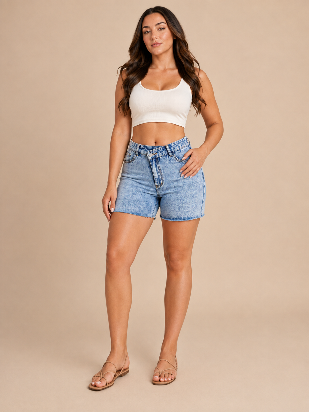 Lieke | Mid-Rise Straight Leg Denim Shorts