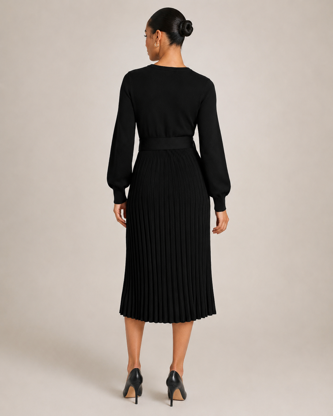 Paloma | Long Sleeve Pleated Midi Dress