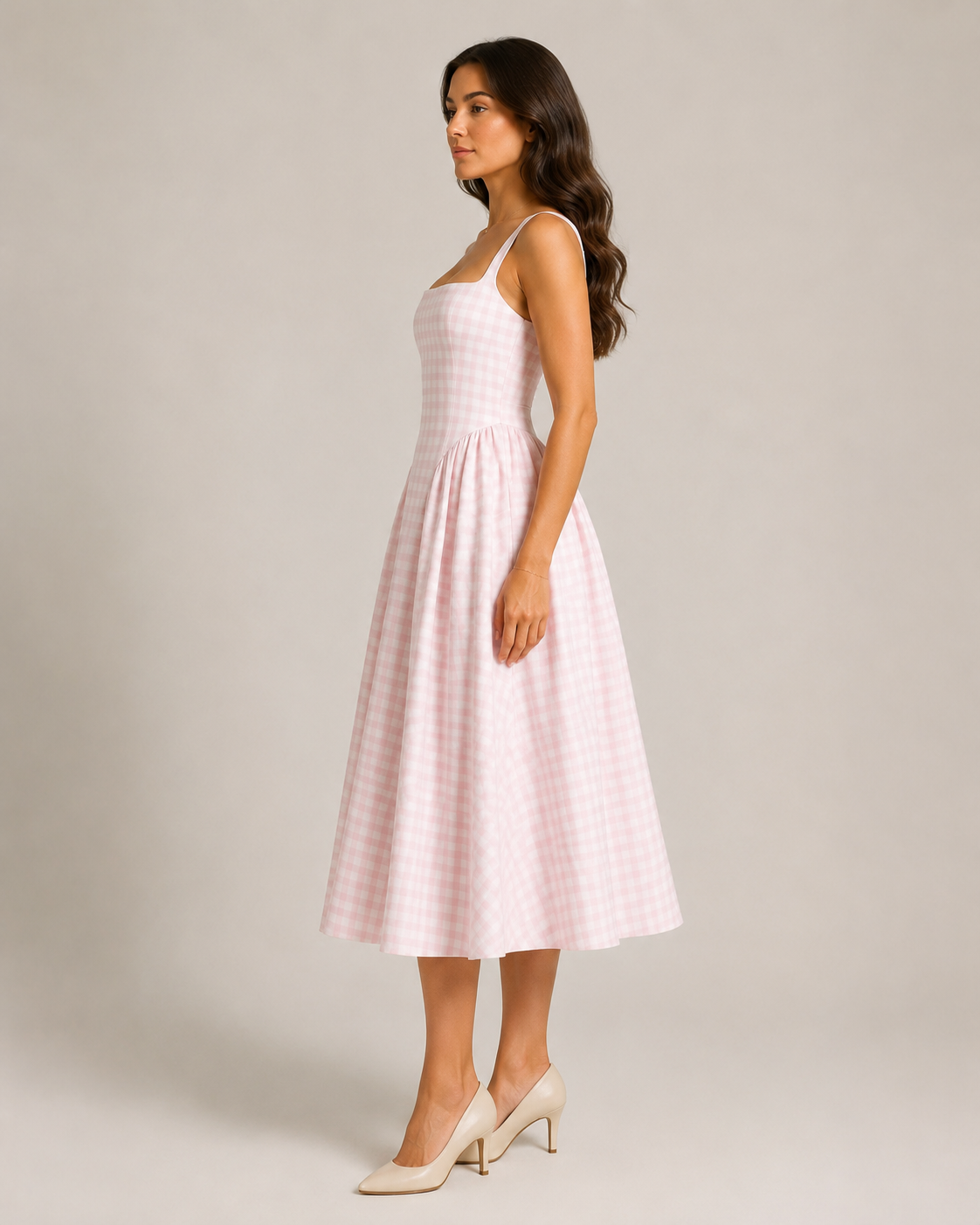 Sienna | Check Print Flared Midi Dress