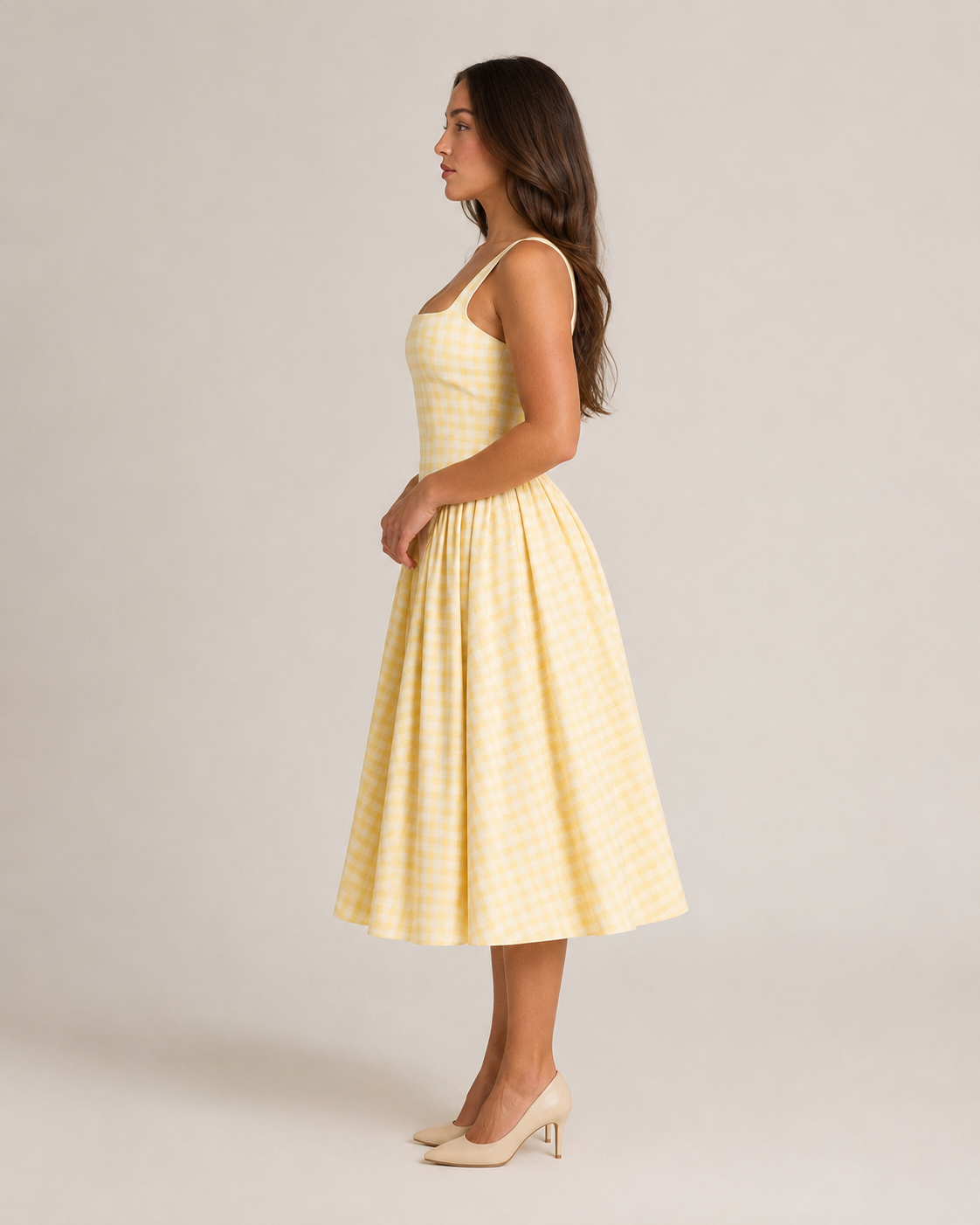 Sienna | Check Print Flared Midi Dress