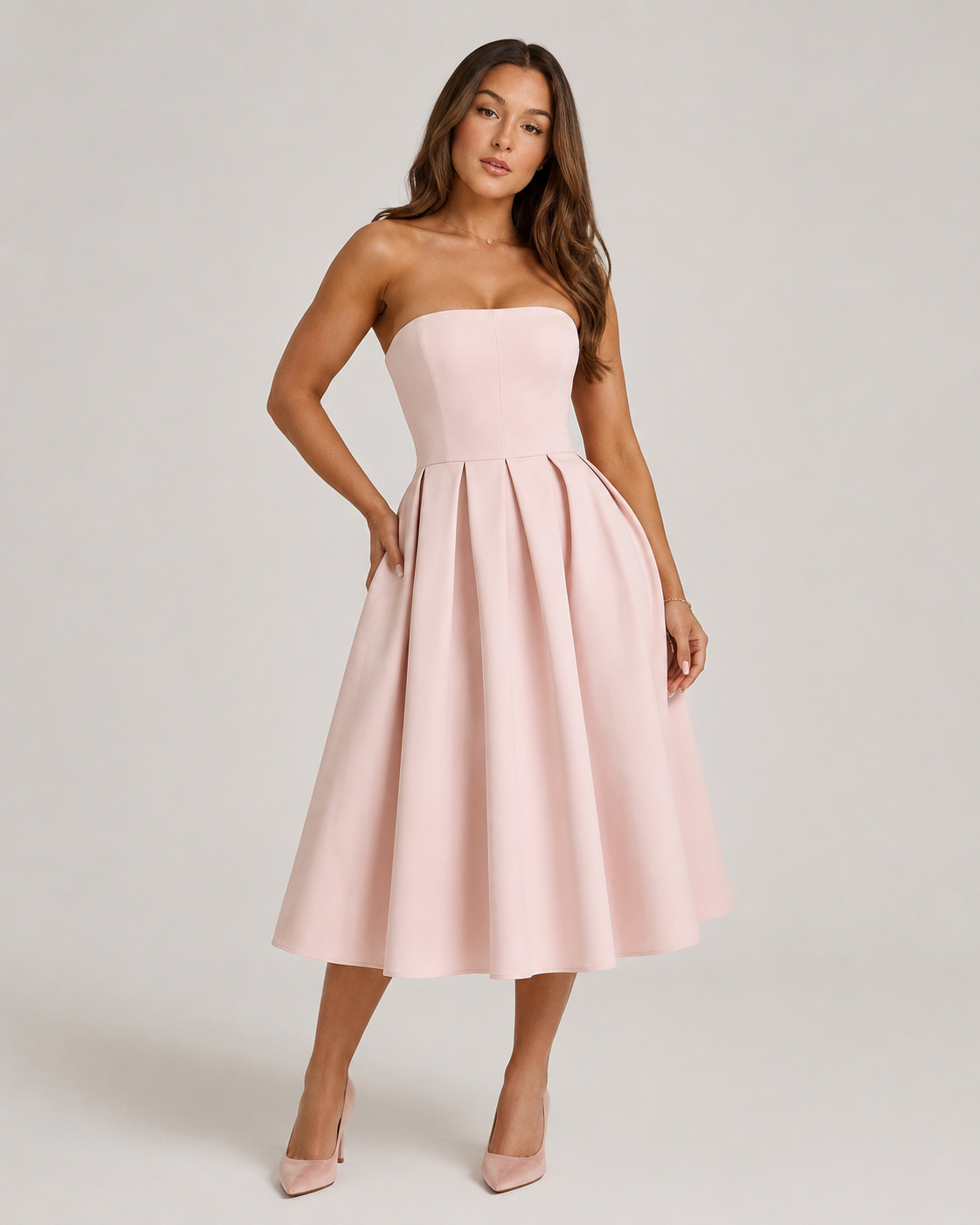 Layla | Strapless Flared Midi Dress