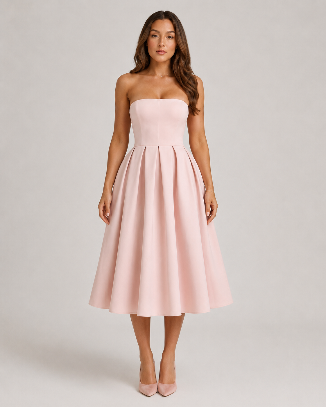 Layla | Strapless Flared Midi Dress