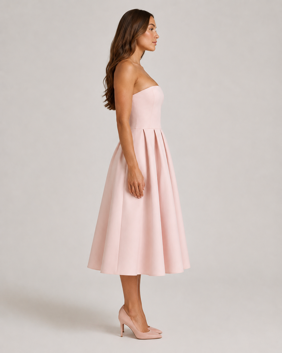 Layla | Strapless Flared Midi Dress