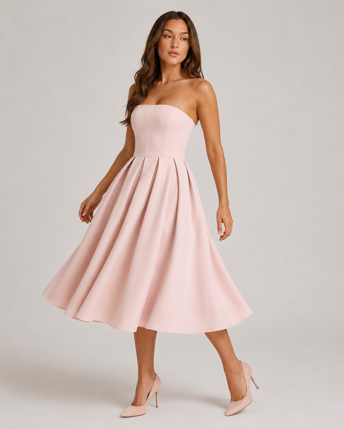 Layla | Strapless Flared Midi Dress