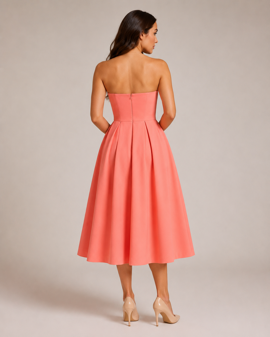 Layla | Strapless Flared Midi Dress