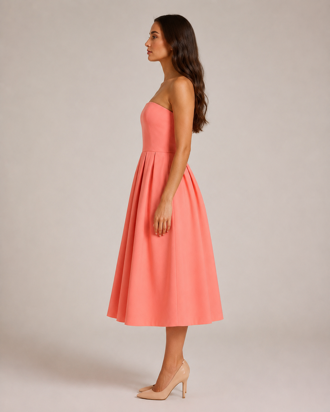 Layla | Strapless Flared Midi Dress