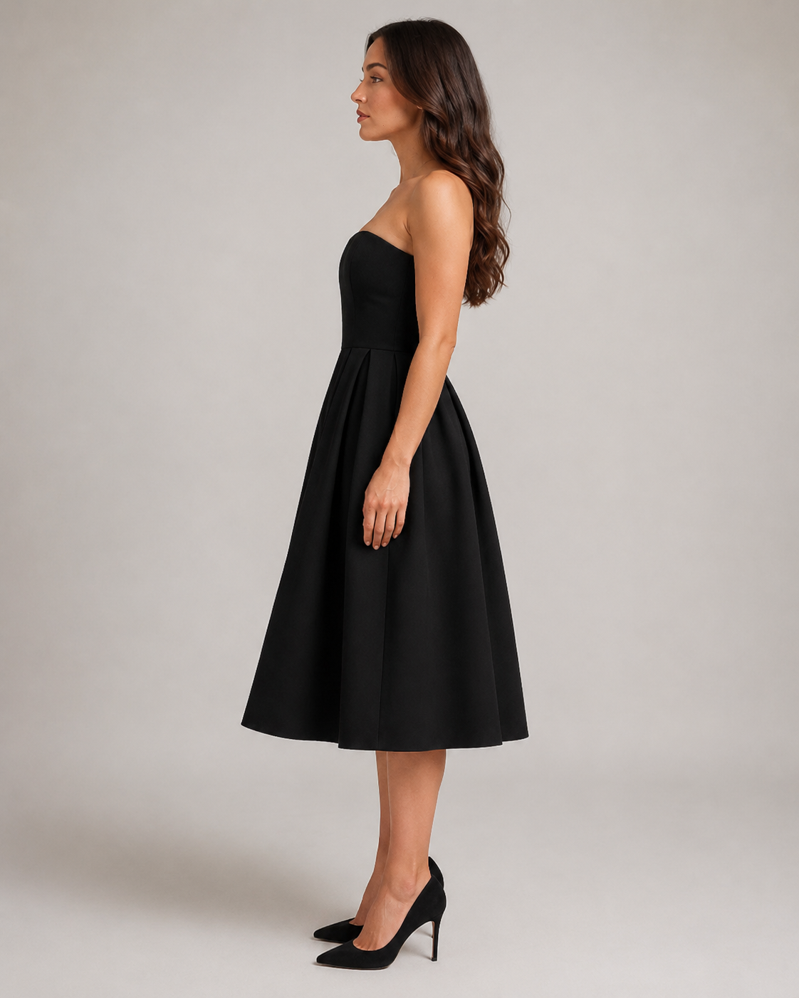 Layla | Strapless Flared Midi Dress