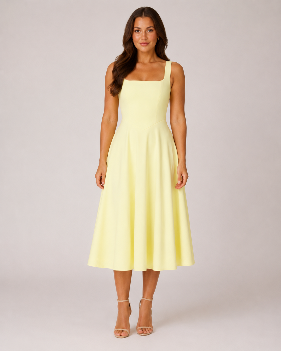 Adeline | Wide-Strap Flared Midi Dress