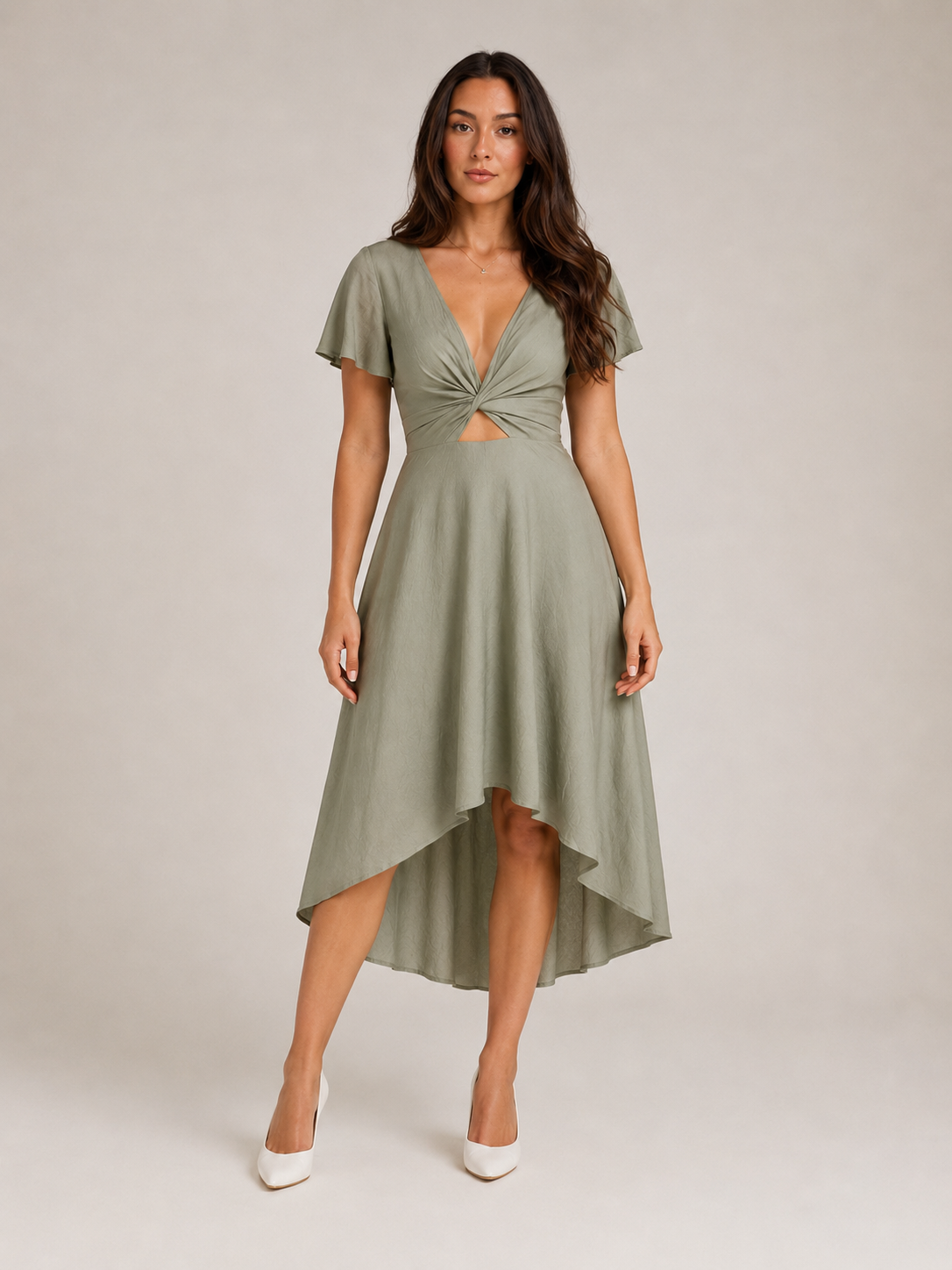 Paige | Wrap Asymmetric Hem Midi Dress