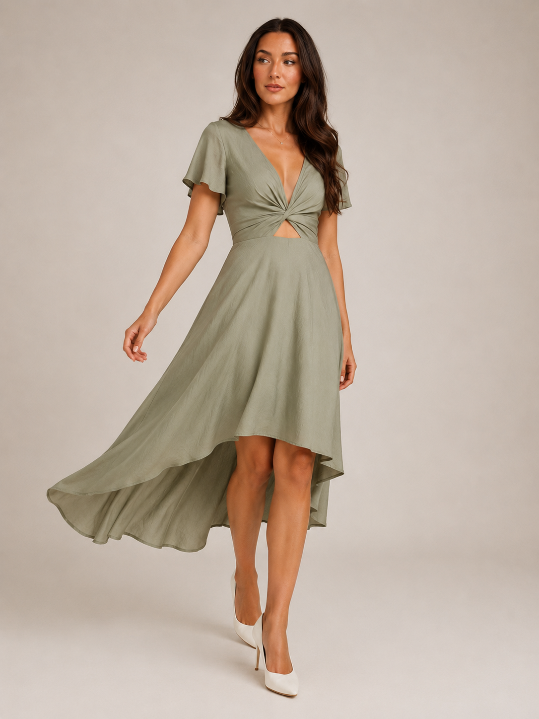Paige | Wrap Asymmetric Hem Midi Dress