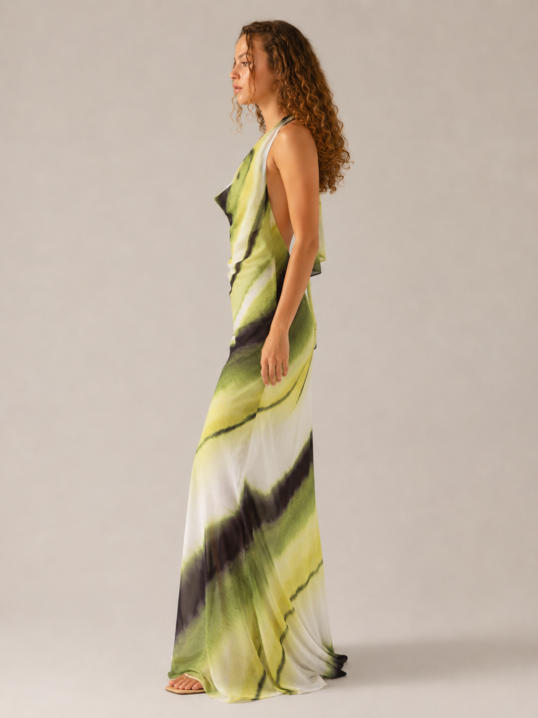 Aurelia | Printed Cowl Neck Halter Maxi Dress