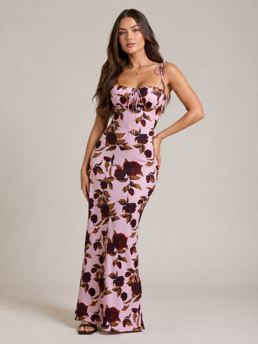 Maeve | Floral Print Bow Detail Maxi Dress