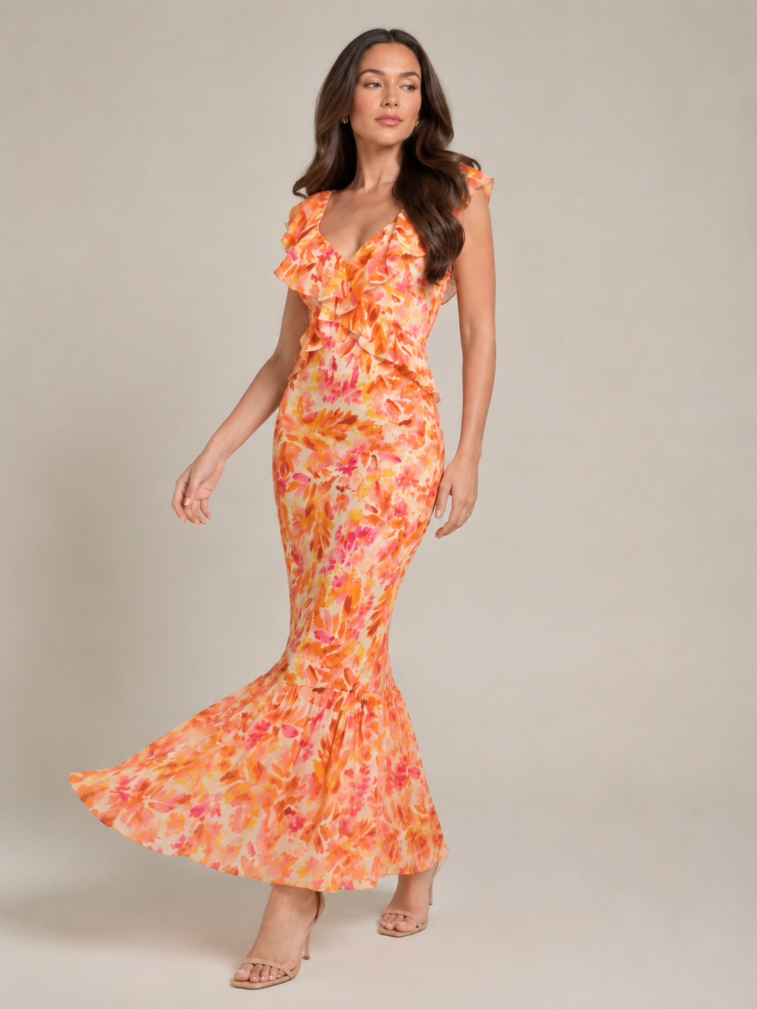 Sofia | Sleeveless Floral Print V-Neck Maxi Dress