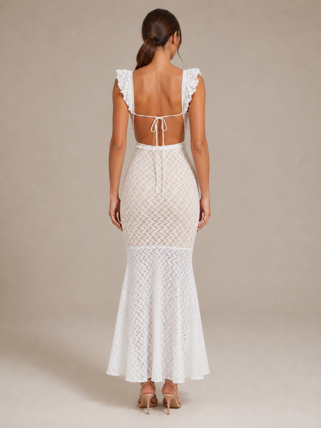 Sofia | Cut-Out Fishtail White Maxi Dress