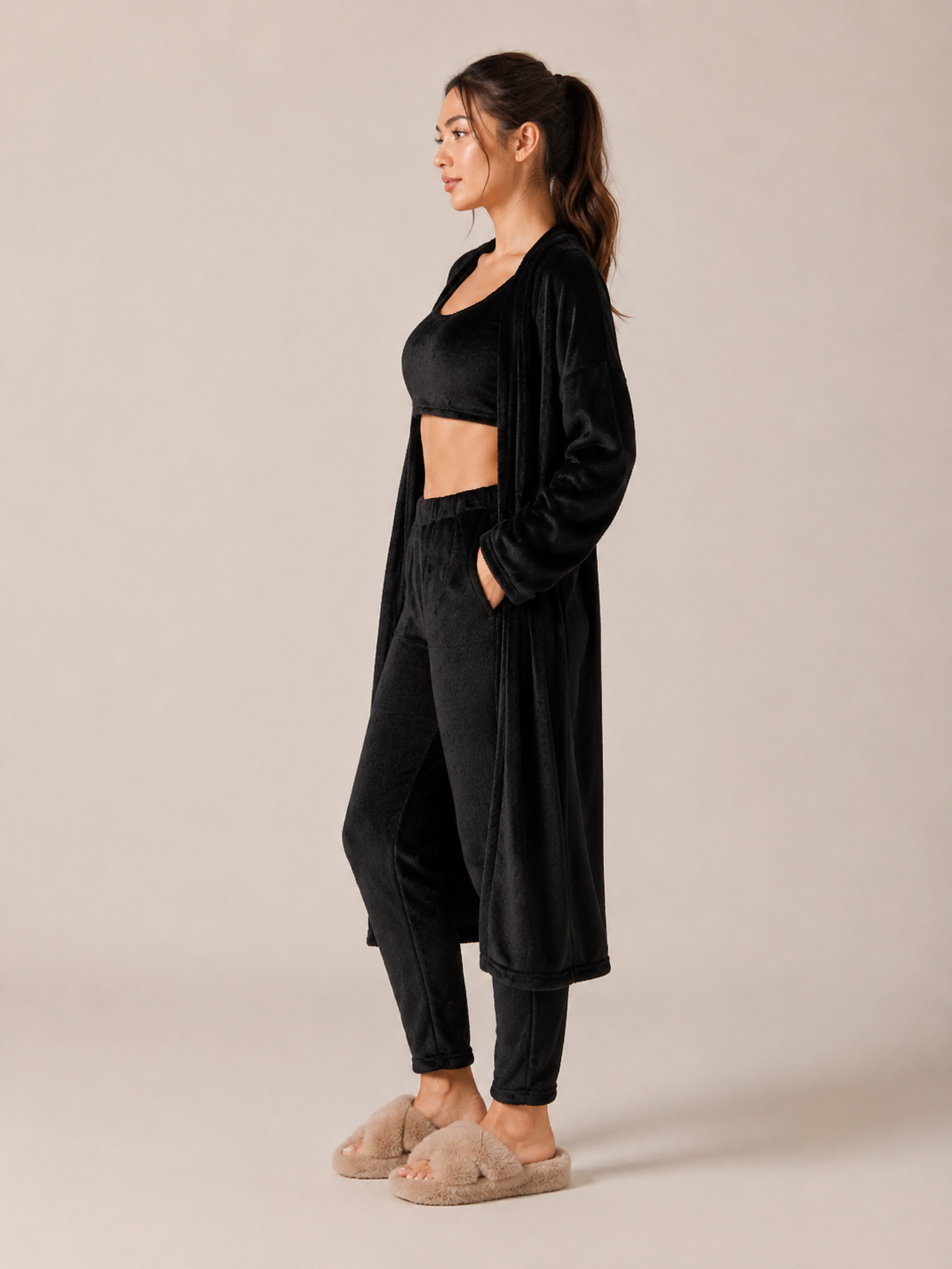 Priya | Three-Piece Plush Fleece Lounge Set