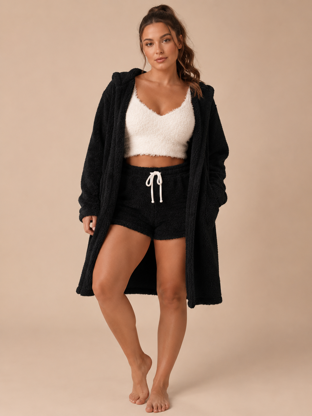 Mariana | Velour Crop Top Three-Piece Pyjama Set