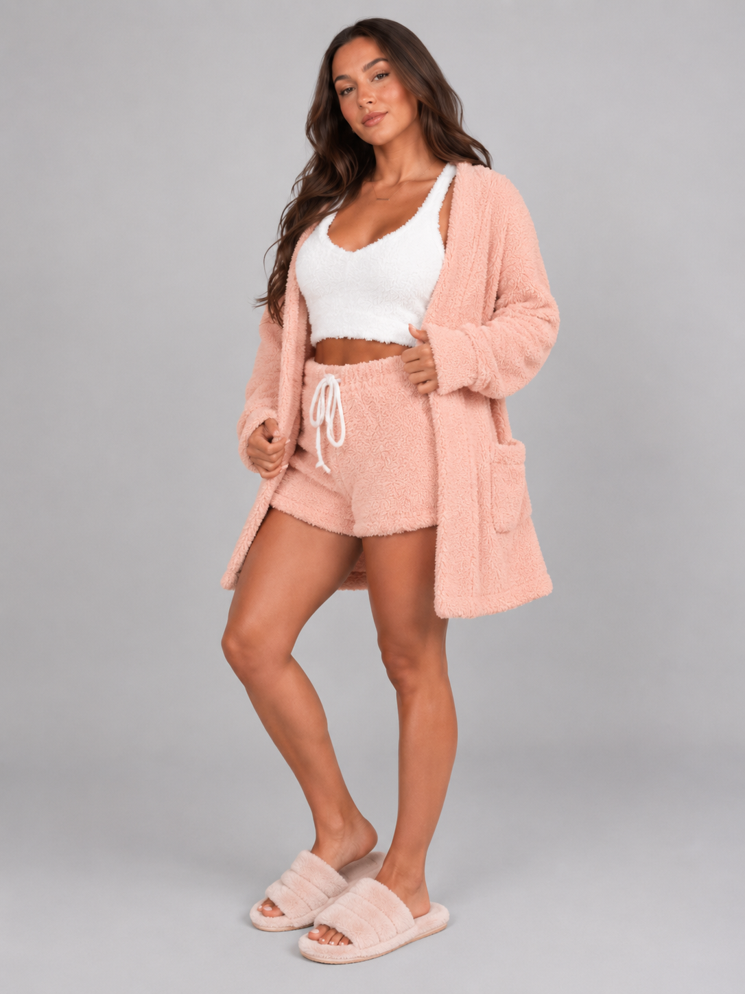 Mariana | Velour Crop Top Three-Piece Pyjama Set