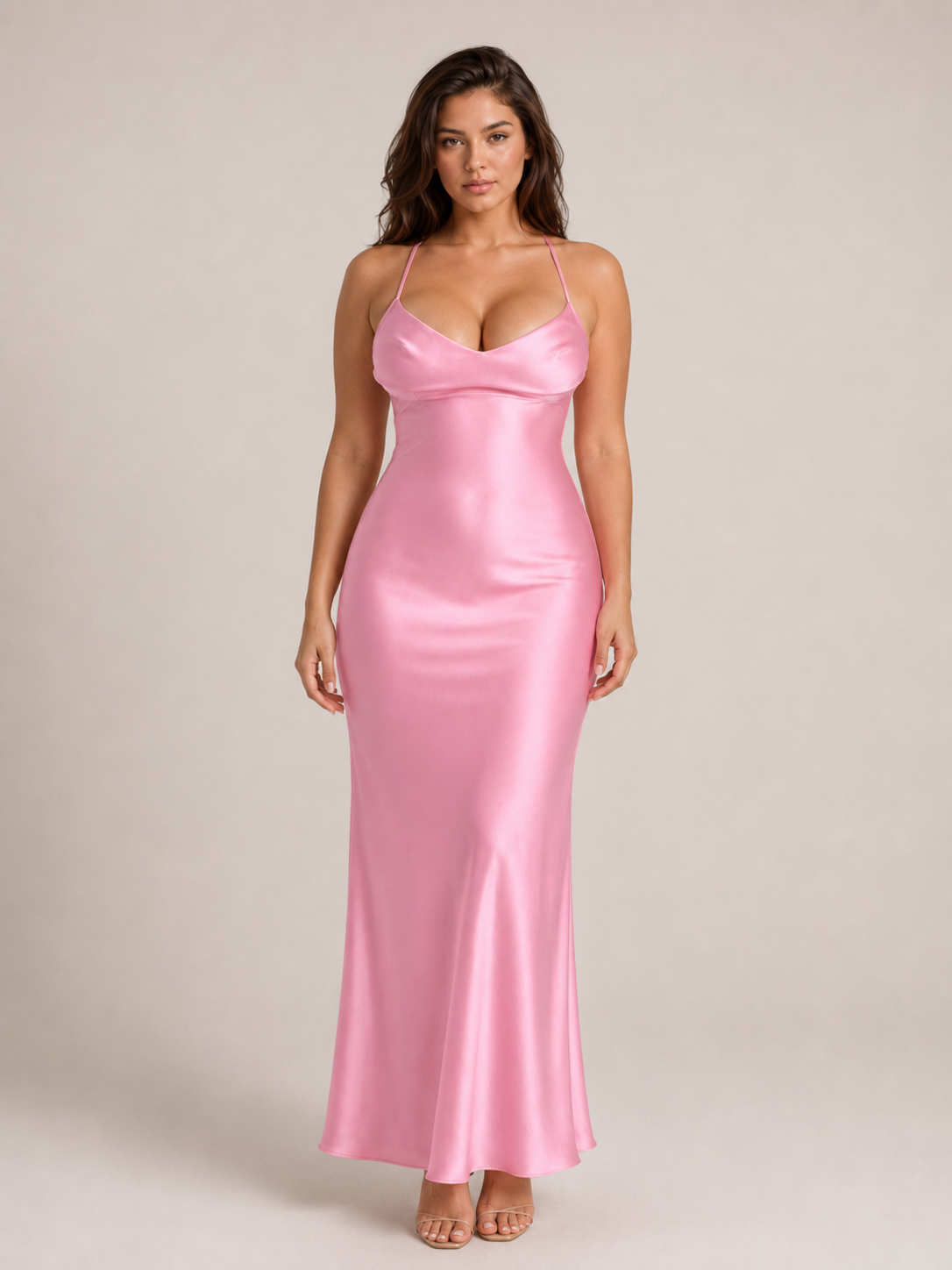 Reese | Backless Square Neck Satin Maxi Dress