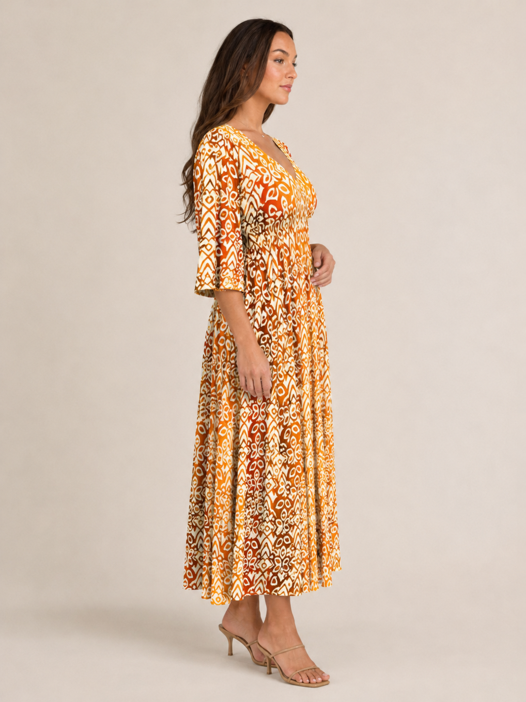 Everly | V-Neck Graphic Print Boho Maxi Dress