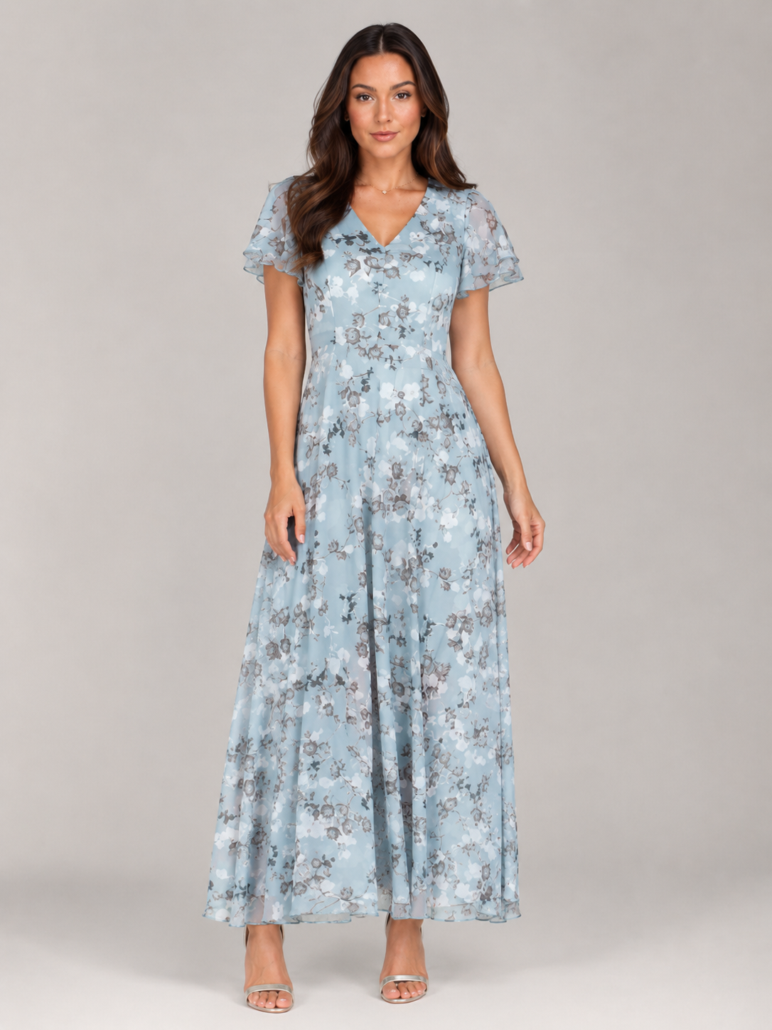 Adriana | Floral Print Butterfly Sleeve Maxi Dress