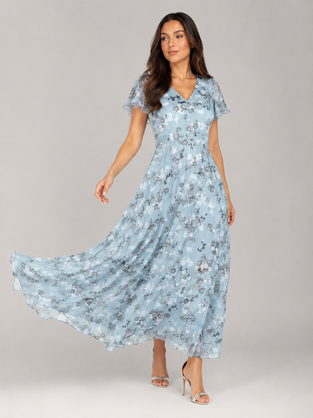 Adriana | Floral Print Butterfly Sleeve Maxi Dress