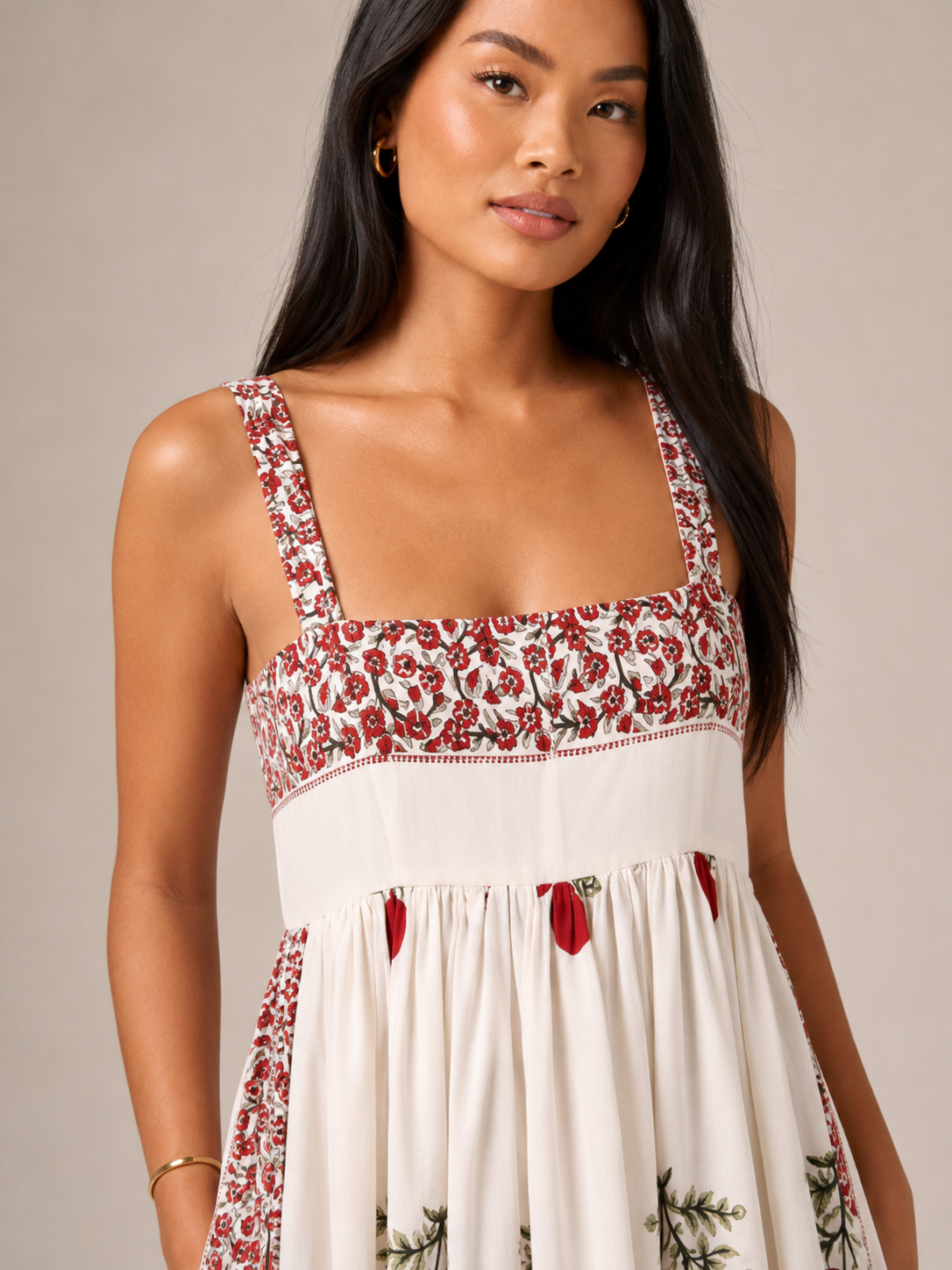 Sabine | Wide Strap Square Neck Boho Maxi Dress