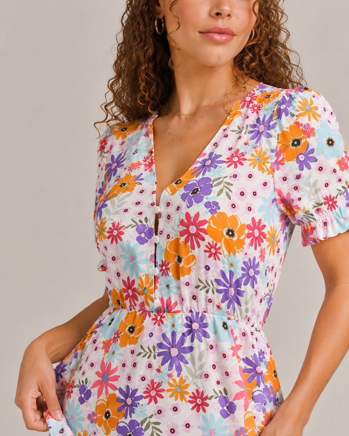 Aurelia | Floral Print Button-Front Maxi Dress