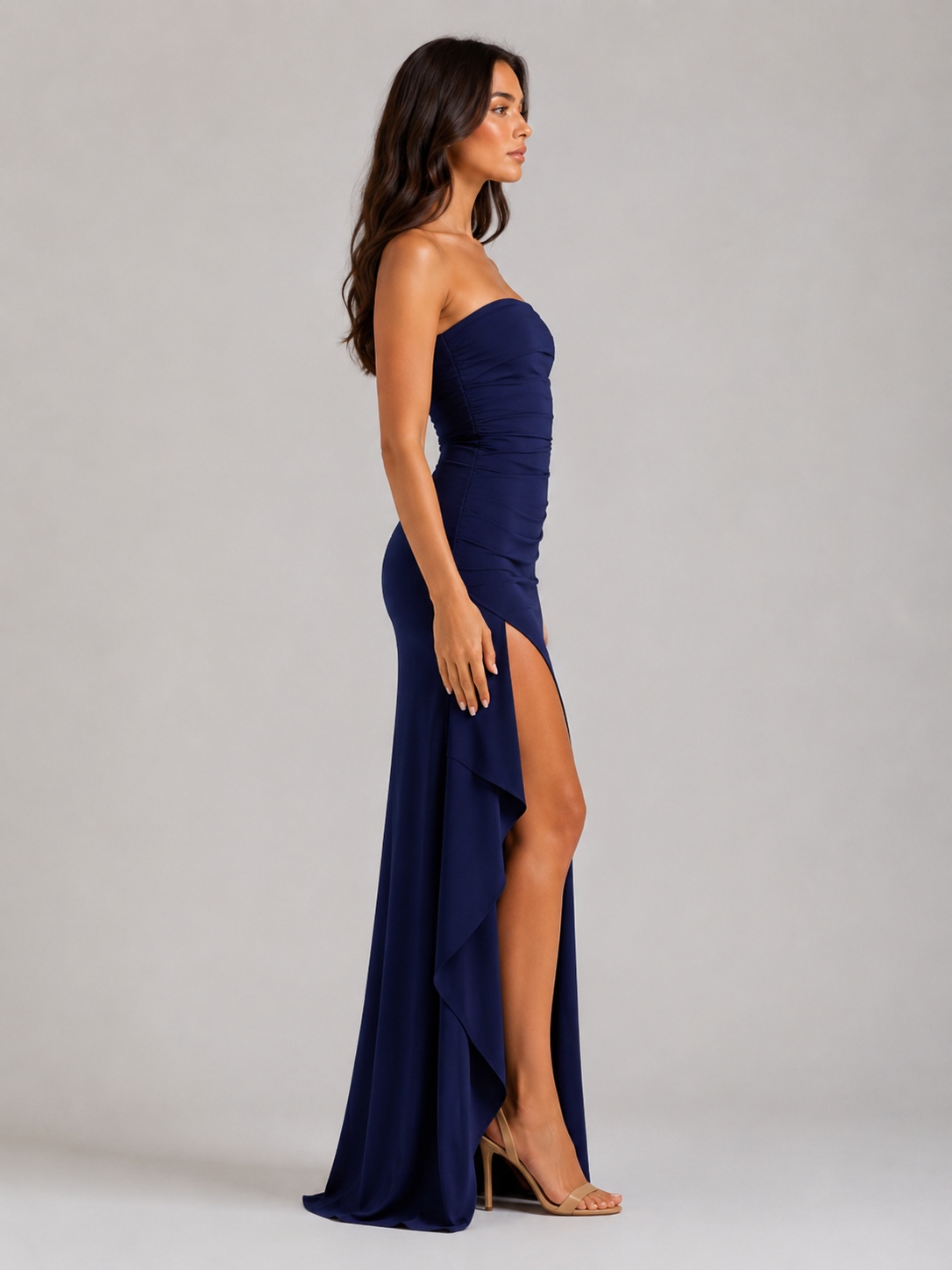 Ada | Strapless Side Split Maxi Dress