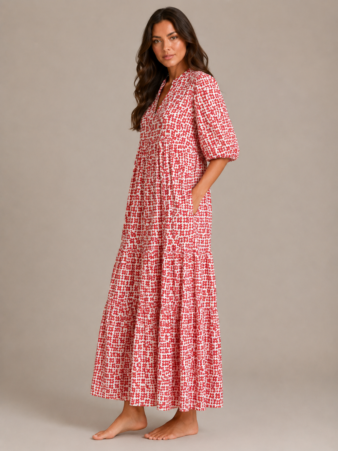 Paola | V-Neck Printed Maxi Dress