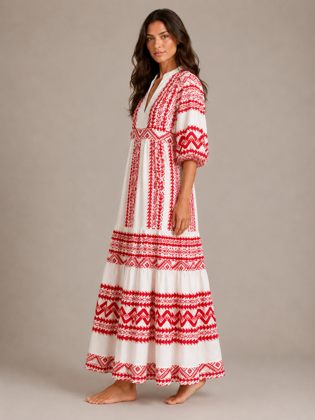 Paola | V-Neck Printed Maxi Dress