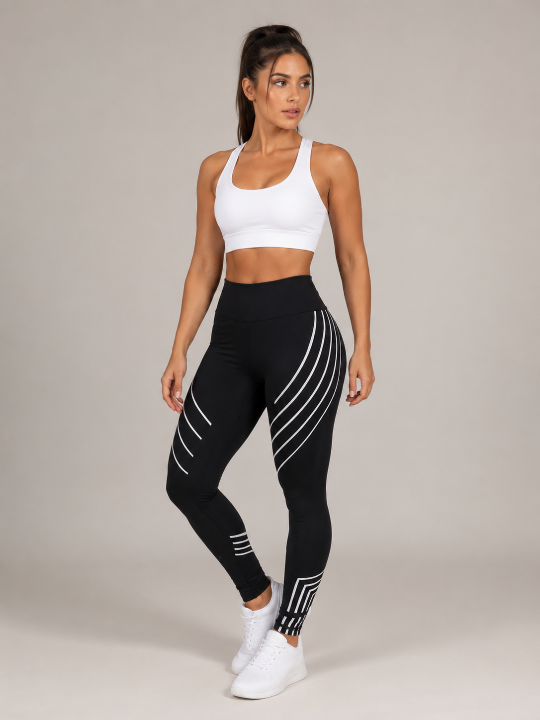 Riley | High-Waisted Line-Print Sports Leggings