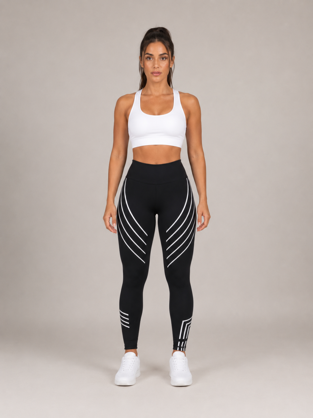 Riley | High-Waisted Line-Print Sports Leggings