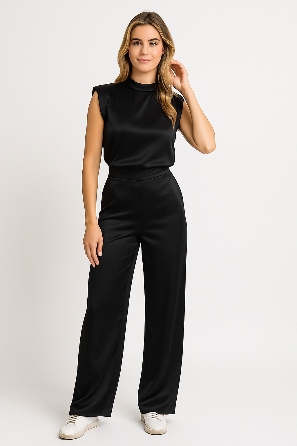 Brooke | Wide Leg Satin-Look Jumpsuit